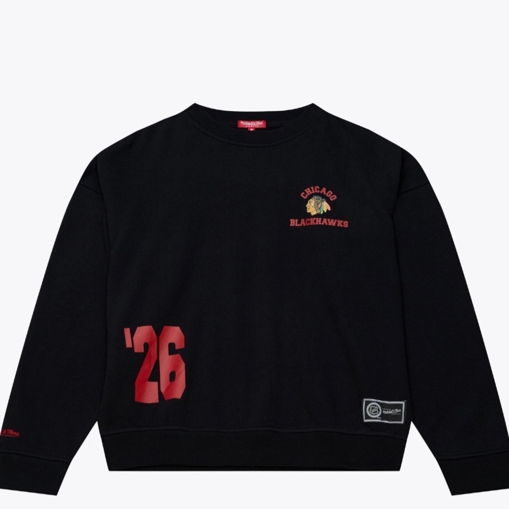 Mitchell & Ness  Black Chicago Blackhawks Crewneck Sweatshirt Womens Size Small